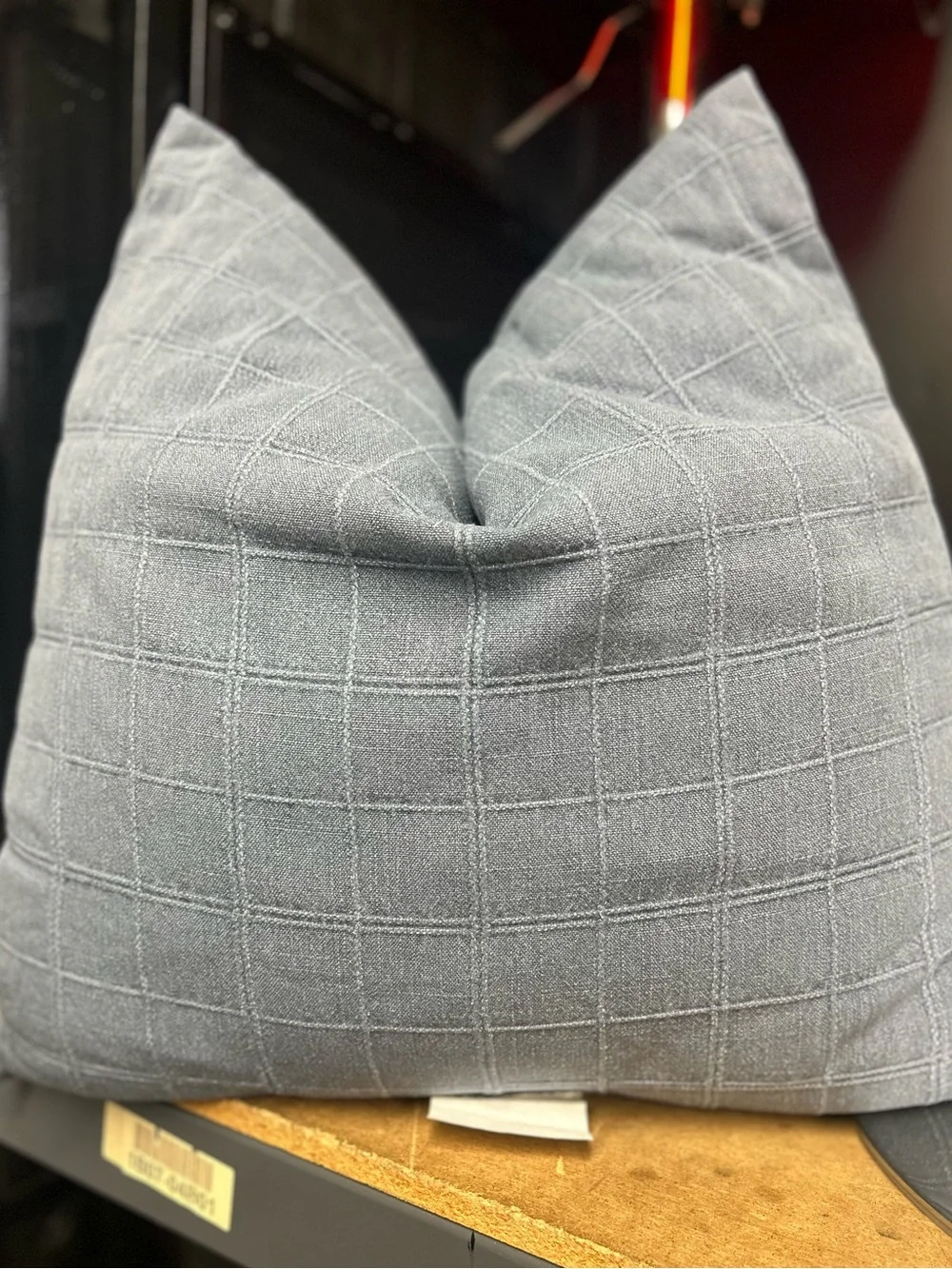 NWT Threshold Oversized Woven Washed Windowpane Square Throw Pillow Blue